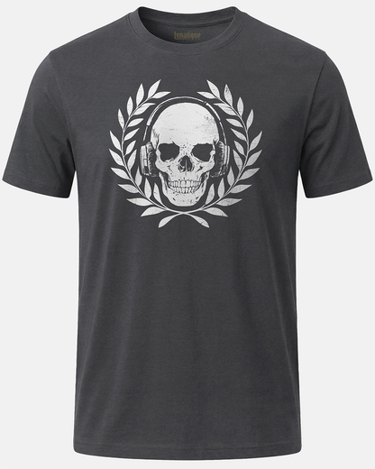Skull with Headphones and Laurel T-Shirt
