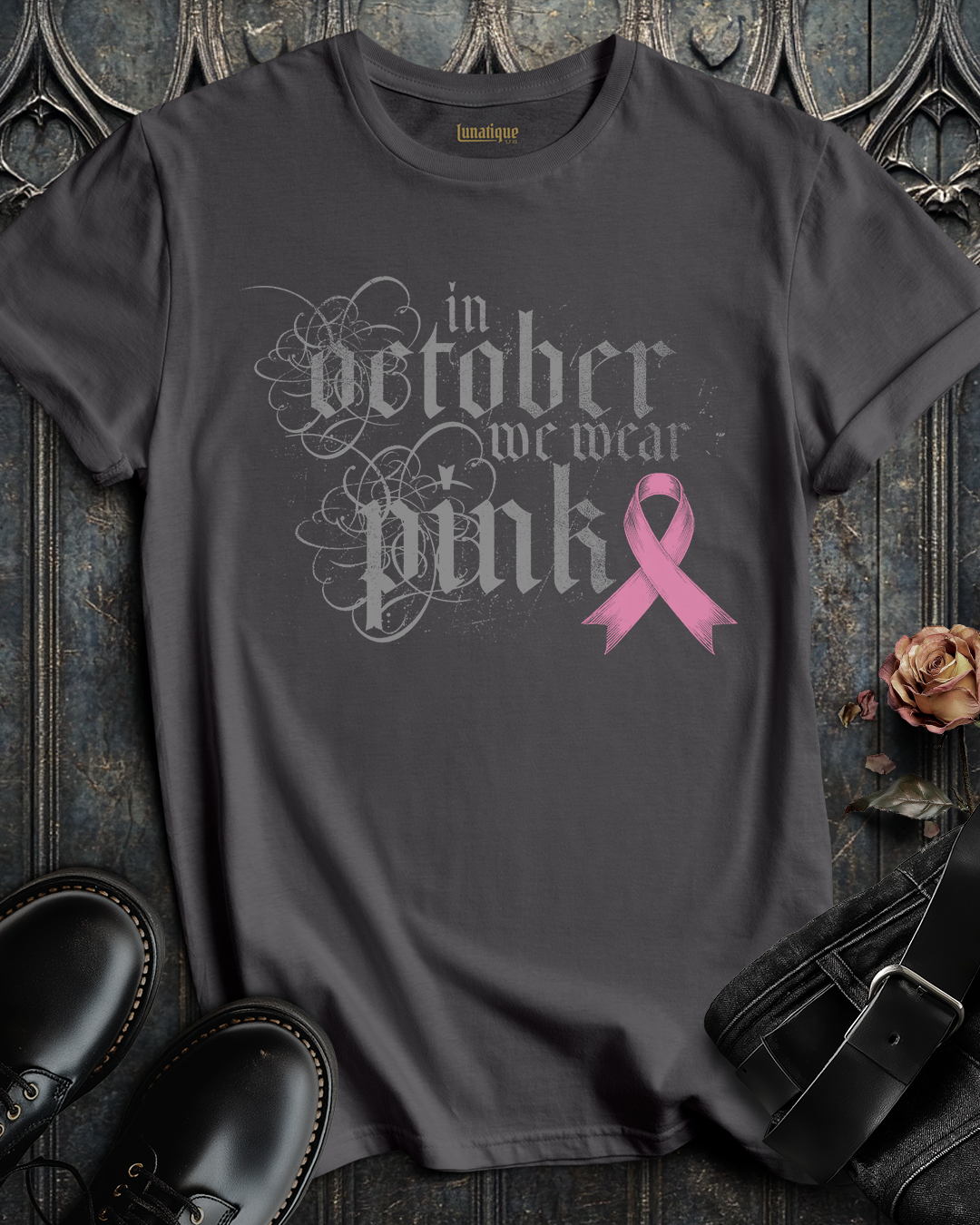 Pink October Text Version T-Shirt