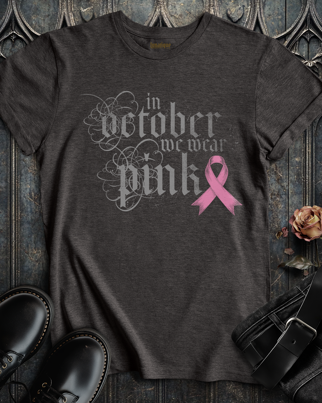 Pink October Text Version T-Shirt