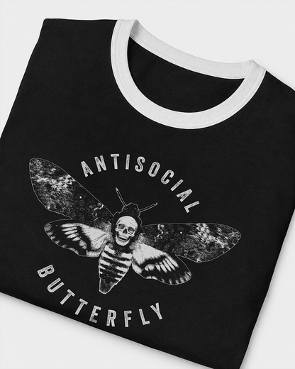 Antisocial Butterfly Women's Ringer Baby Tee