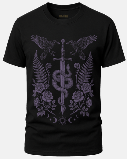 Sword Serpent and Ravens in Purple T-Shirt