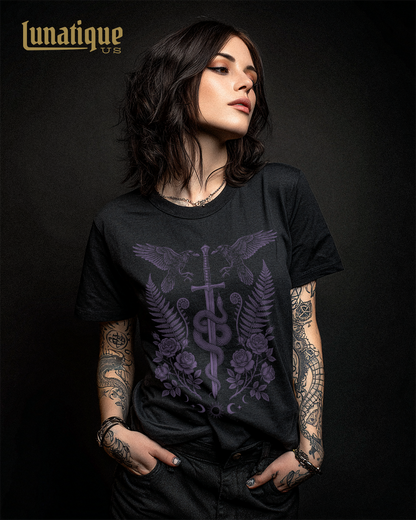 Sword Serpent and Ravens in Purple T-Shirt