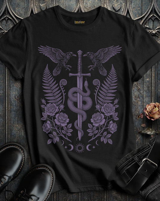 Sword Serpent and Ravens in Purple T-Shirt