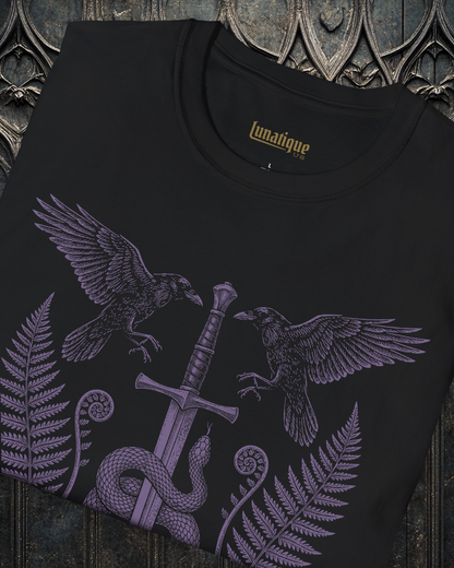 Sword Serpent and Ravens in Purple T-Shirt