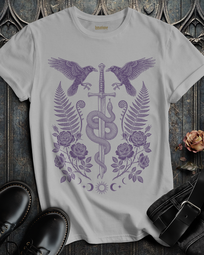 Sword Serpent and Ravens in Purple T-Shirt