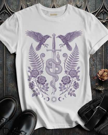 Sword Serpent and Ravens in Purple T-Shirt