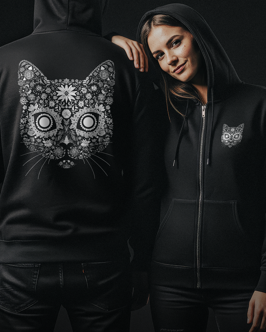 Sugar Cat Zip-Up Hoodie (2 Sided)