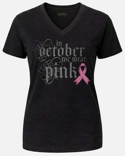 Pink October Text Version Unisex V-Neck T-Shirt