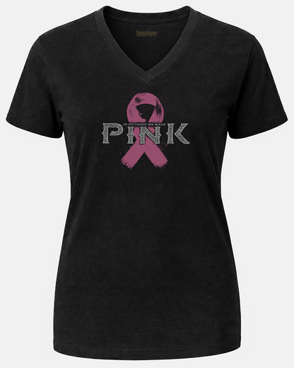 Pink October Ribbon Unisex V-Neck T-Shirt