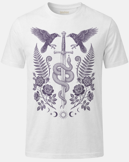 Sword Serpent and Ravens in Purple T-Shirt