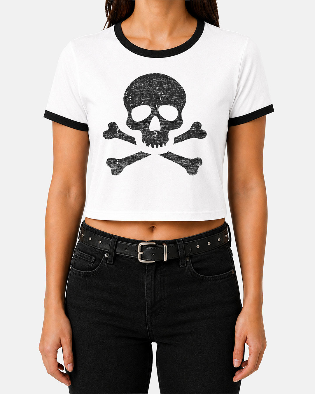 Skull and Crossbones Women's Ringer Baby Tee