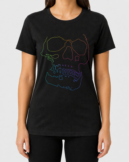 Rainbow Line Skull Women's Cut T‑Shirt