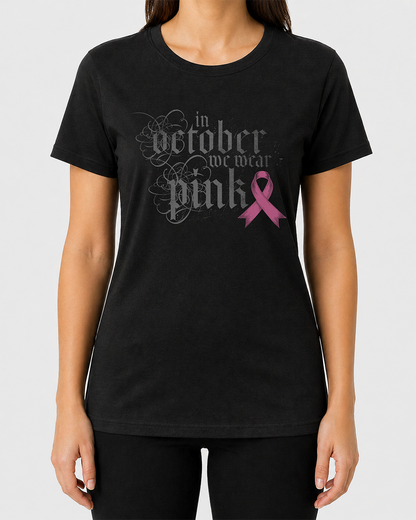 Pink October Text Version Women's Cut T‑Shirt