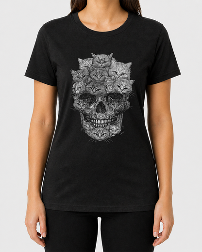 A Skull But It's Cats Women's Cut T‑Shirt