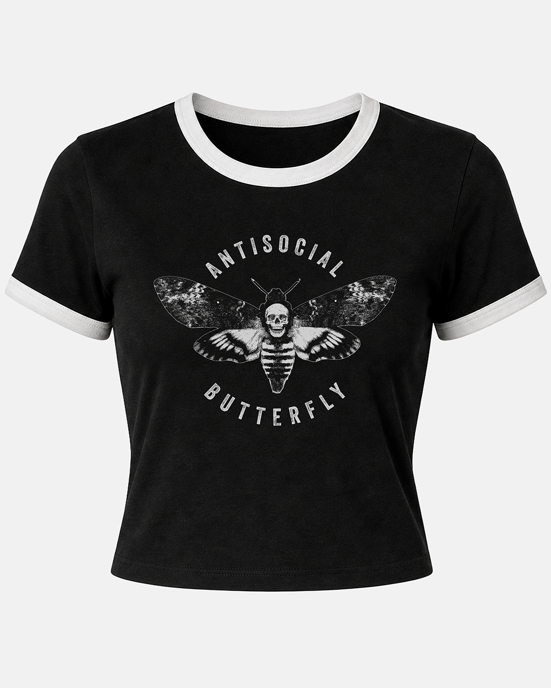 Antisocial Butterfly Women's Ringer Baby Tee