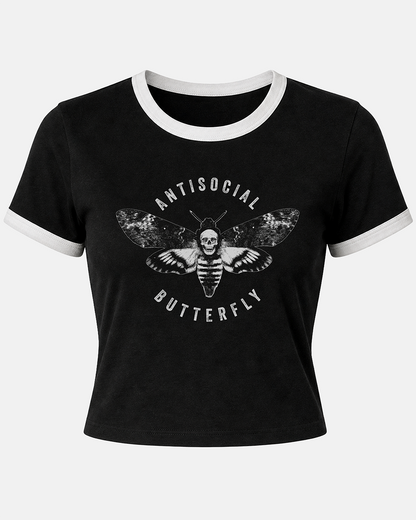 Antisocial Butterfly Women's Ringer Baby Tee