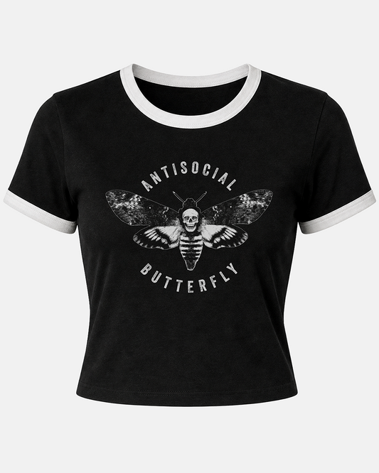 Antisocial Butterfly Women's Ringer Baby Tee